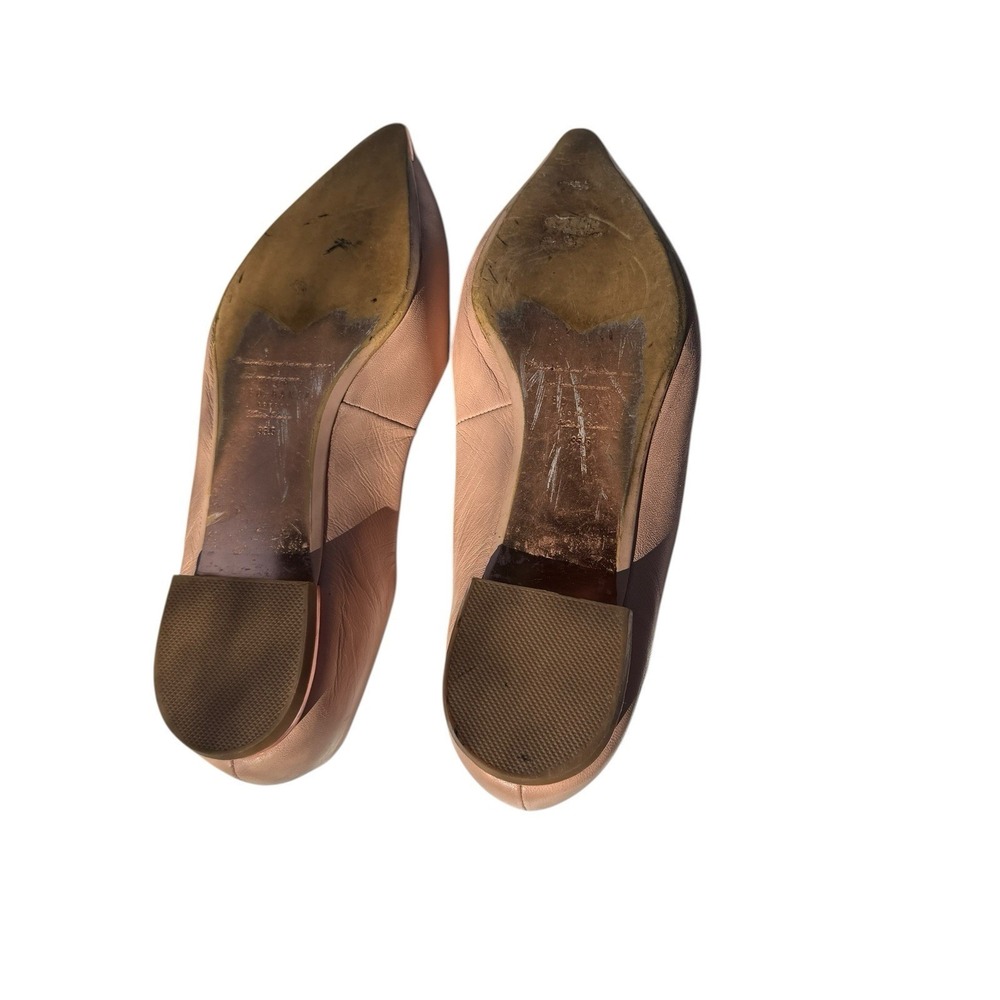 Ted Baker London Nude Pink Leather Pointed Toe Flats Rose Gold Floral S 5/5.5 - Picture 7 of 16